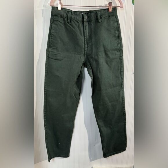 Zara Green Chinos Straight Leg Sz 29 - Picture 1 of 6